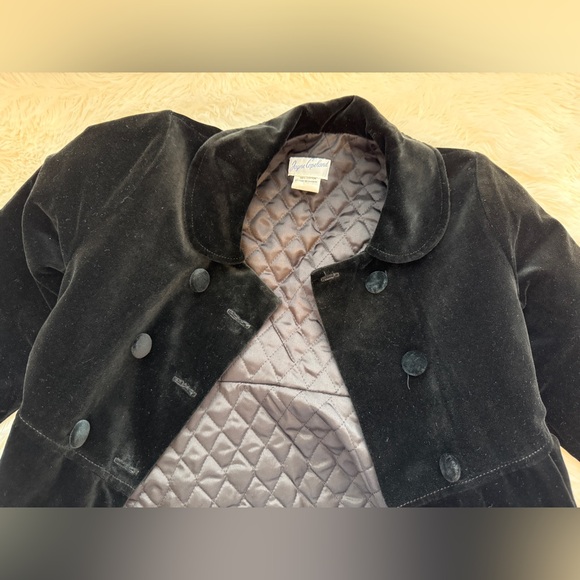 Jayne Copeland, Black Velvet Little Girls Double Breasted Dress Coat,6X - Picture 11 of 12